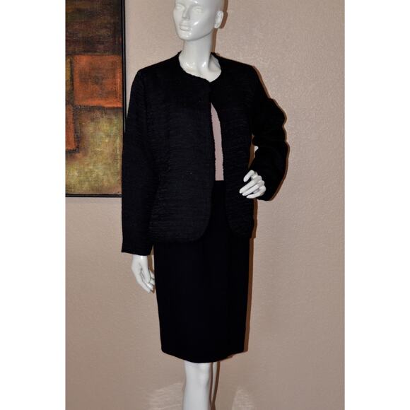 EILEEN FISHER - BLACK SHIMMER TWEED DESIGNER JACKET/BLAZER SIZE M NEW!!! - Picture 3 of 6